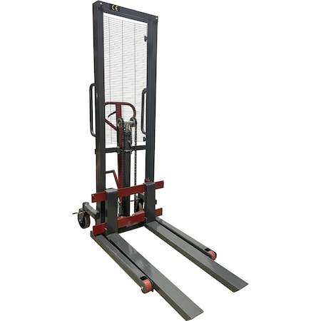Pake Handling Tools Manual Stacker, 2200 lb. Cap, 63" Lift Height, Fixed Leg, Adjustable Fork PAKMS02